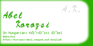 abel korozsi business card